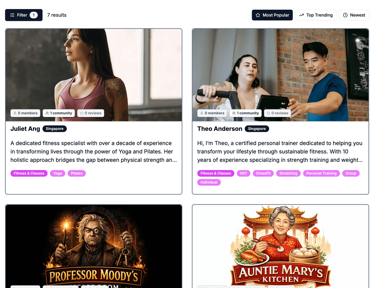Marketplace booking interface
